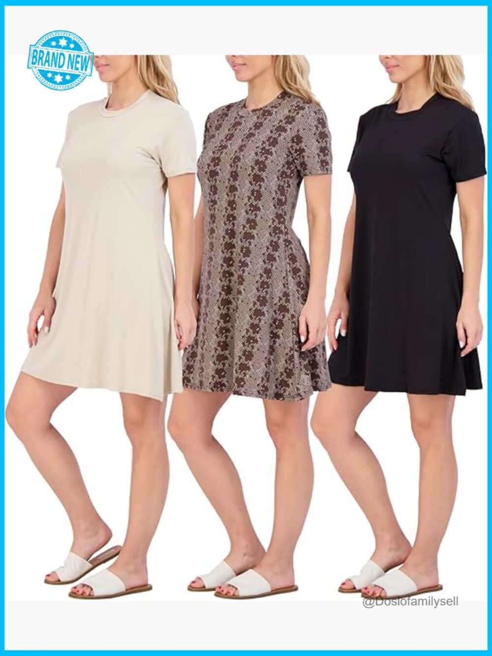 3 Pack Women's Short Sleeve Swing Dress Casual Lounge Everyday Outfit Plus Size
